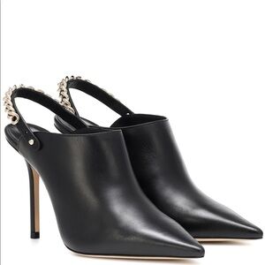 Jimmy Choo Lexx 100 Black/gold Leather heeled  Mules NWT